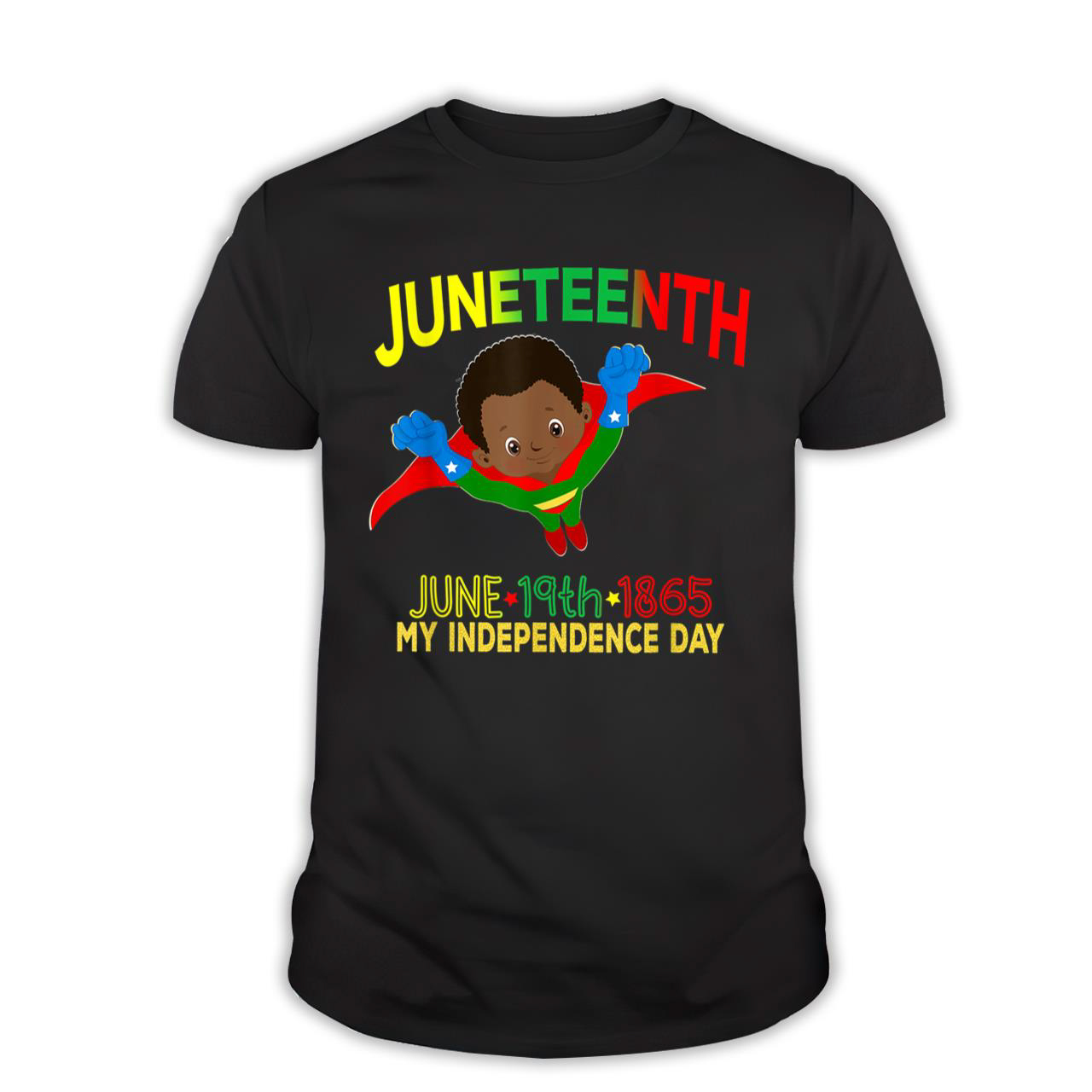 Happy Juneteenth Is My Independence Day Super Hero Black Boy T-Shirt
