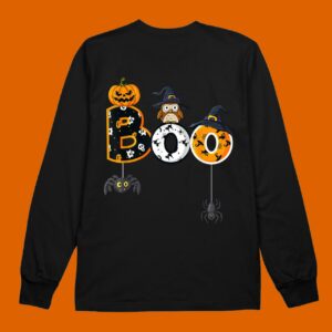 Halloween Boo Owl With Witch Hat Spiders Boys Girls Kids Sweatshirt