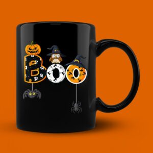 Halloween Boo Owl With Witch Hat Spiders Boys Girls Kids Mug