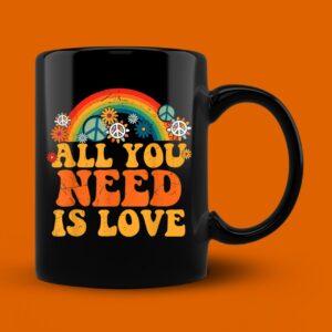 PEACE SIGN LOVE 60s 70s Tie Dye Hippie Halloween Mug