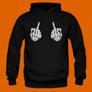 Skeleton Hand Halloween Bones Middle Finger Skull Hoodie