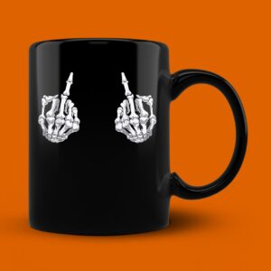 Skeleton Hand Halloween Bones Middle Finger Skull Mug