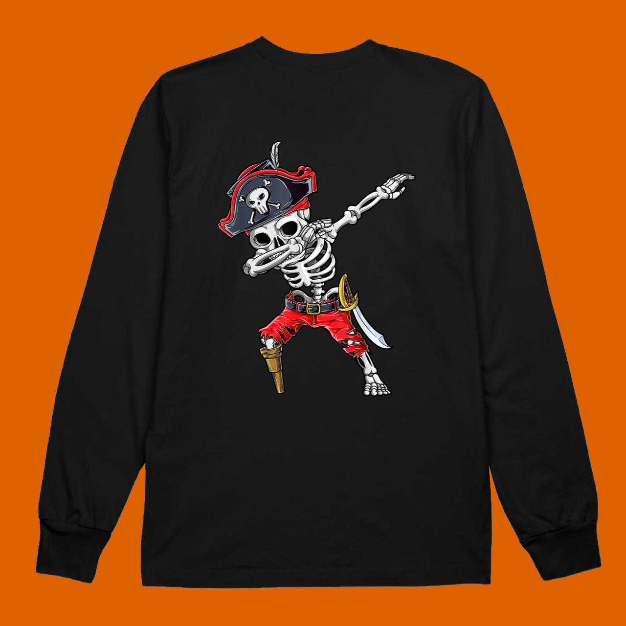 Dabbing Skeleton Pirate Halloween T Shirt