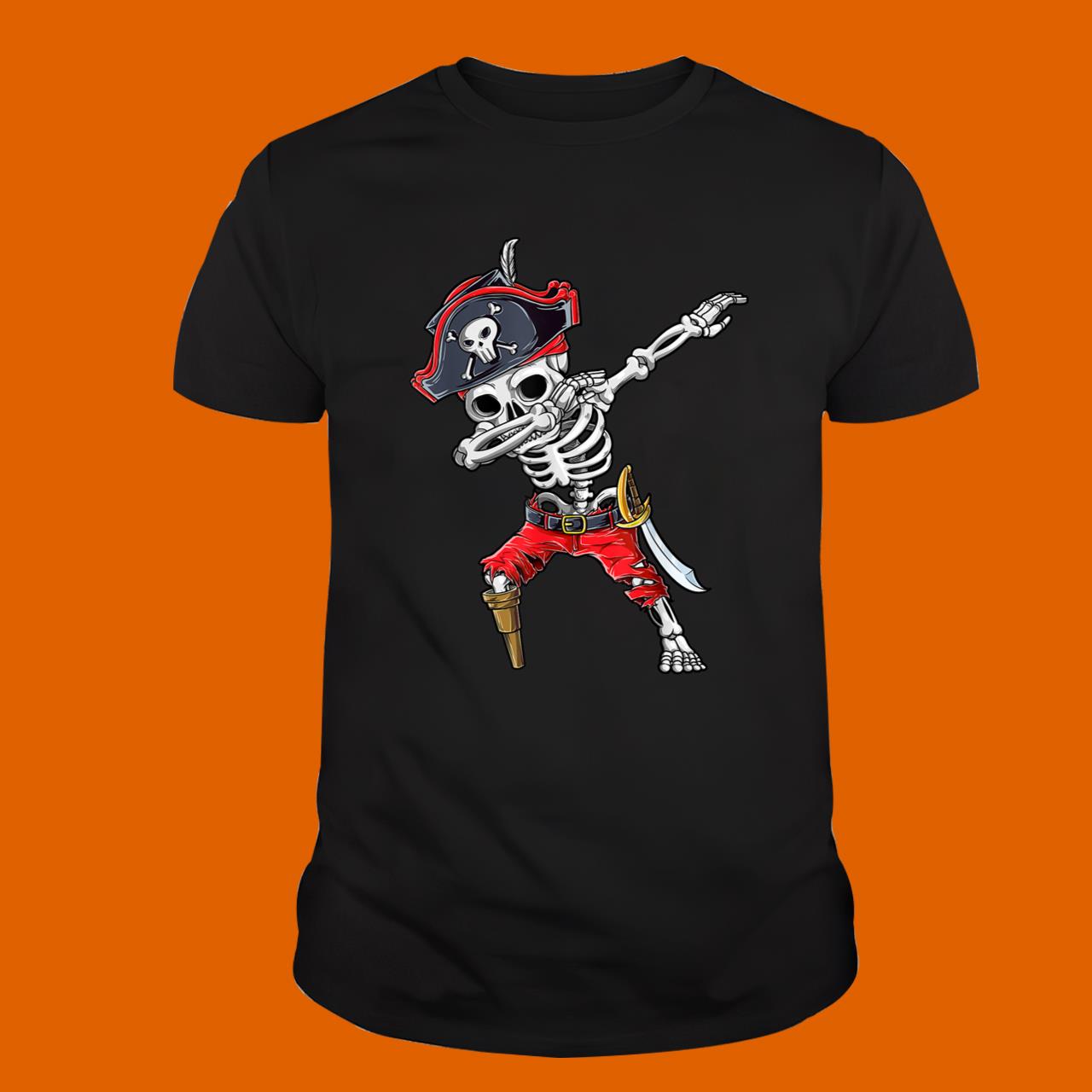 Dabbing Skeleton Pirate Halloween T Shirt