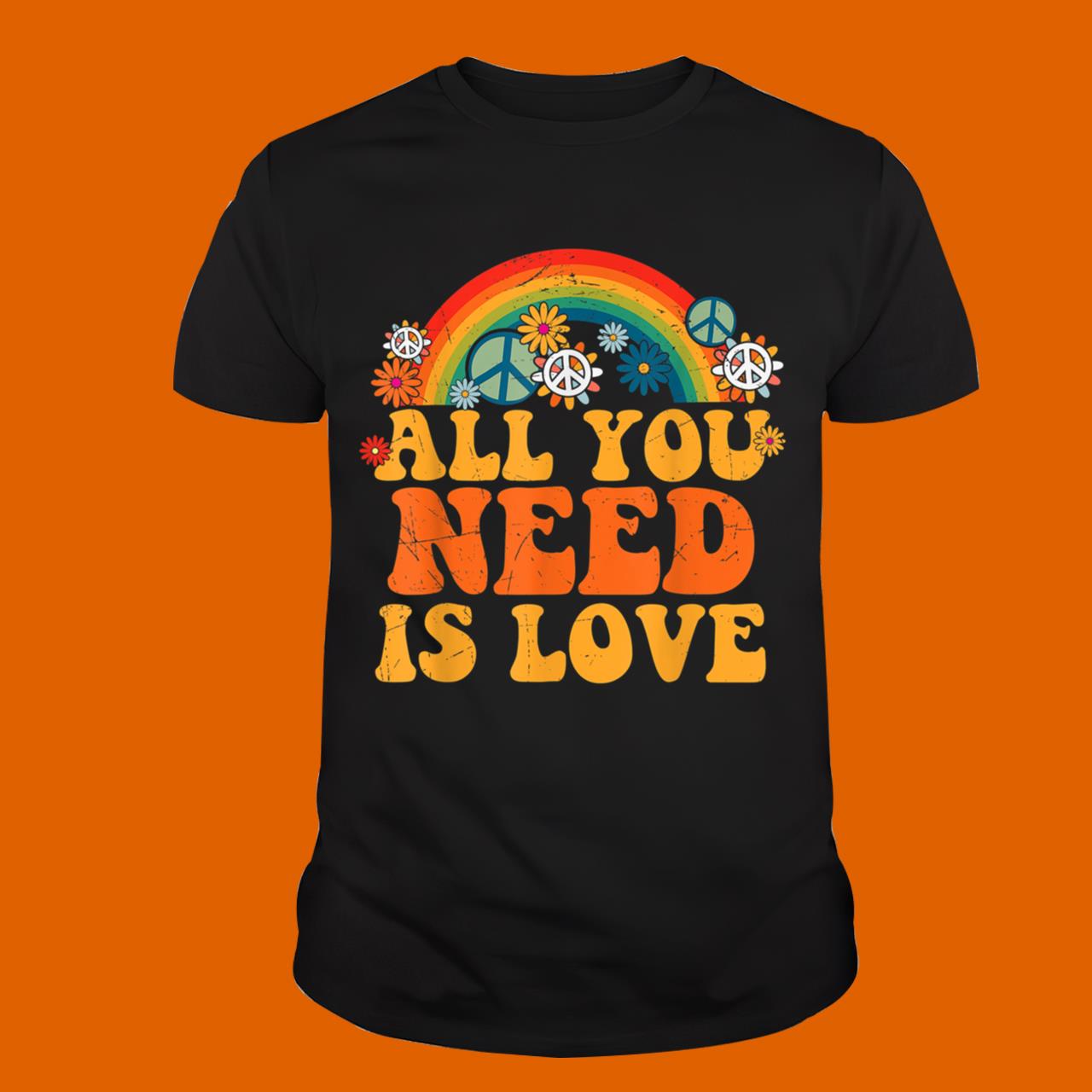 PEACE SIGN LOVE 60s 70s Tie Dye Hippie Halloween T-Shirt