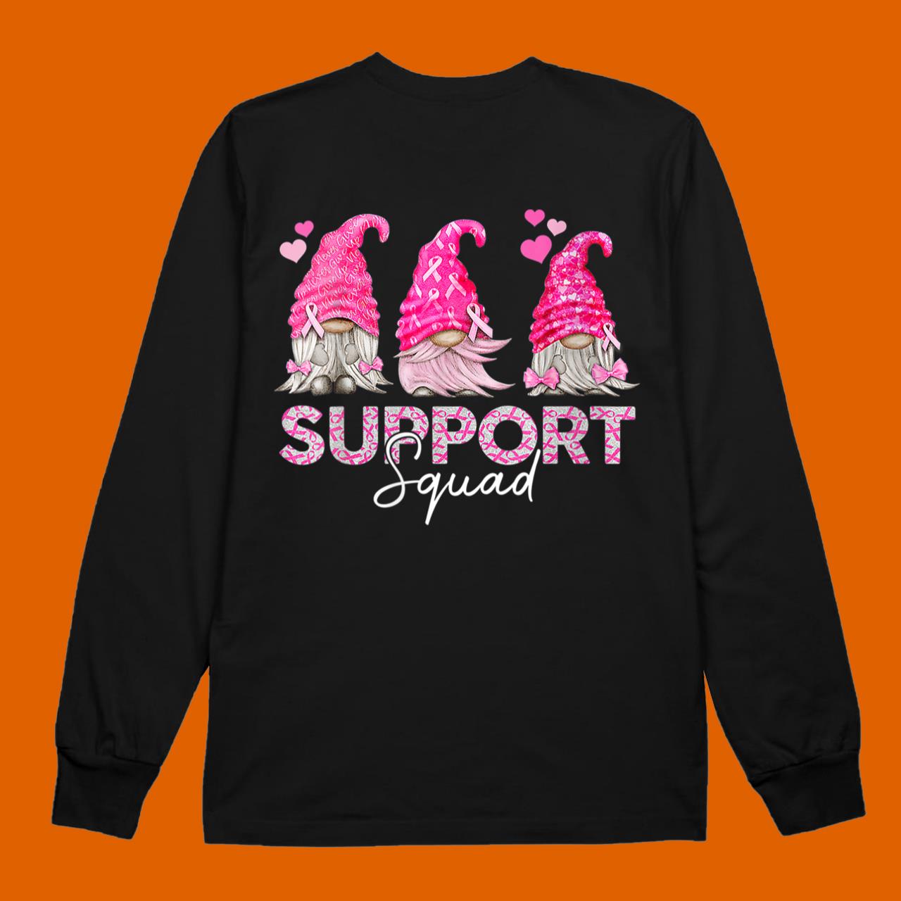Womens Breast Cancer Awareness Funny Gnomies Support Squad Outfit T-Shirt