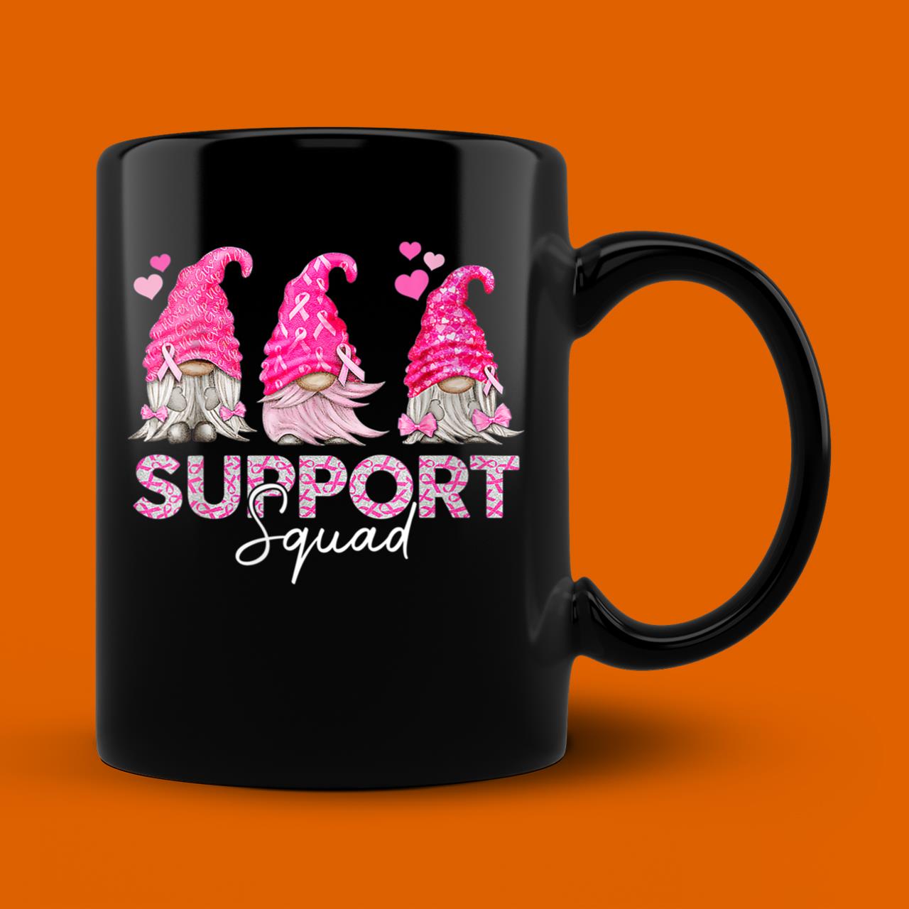 Womens Breast Cancer Awareness Funny Gnomies Support Squad Outfit T-Shirt