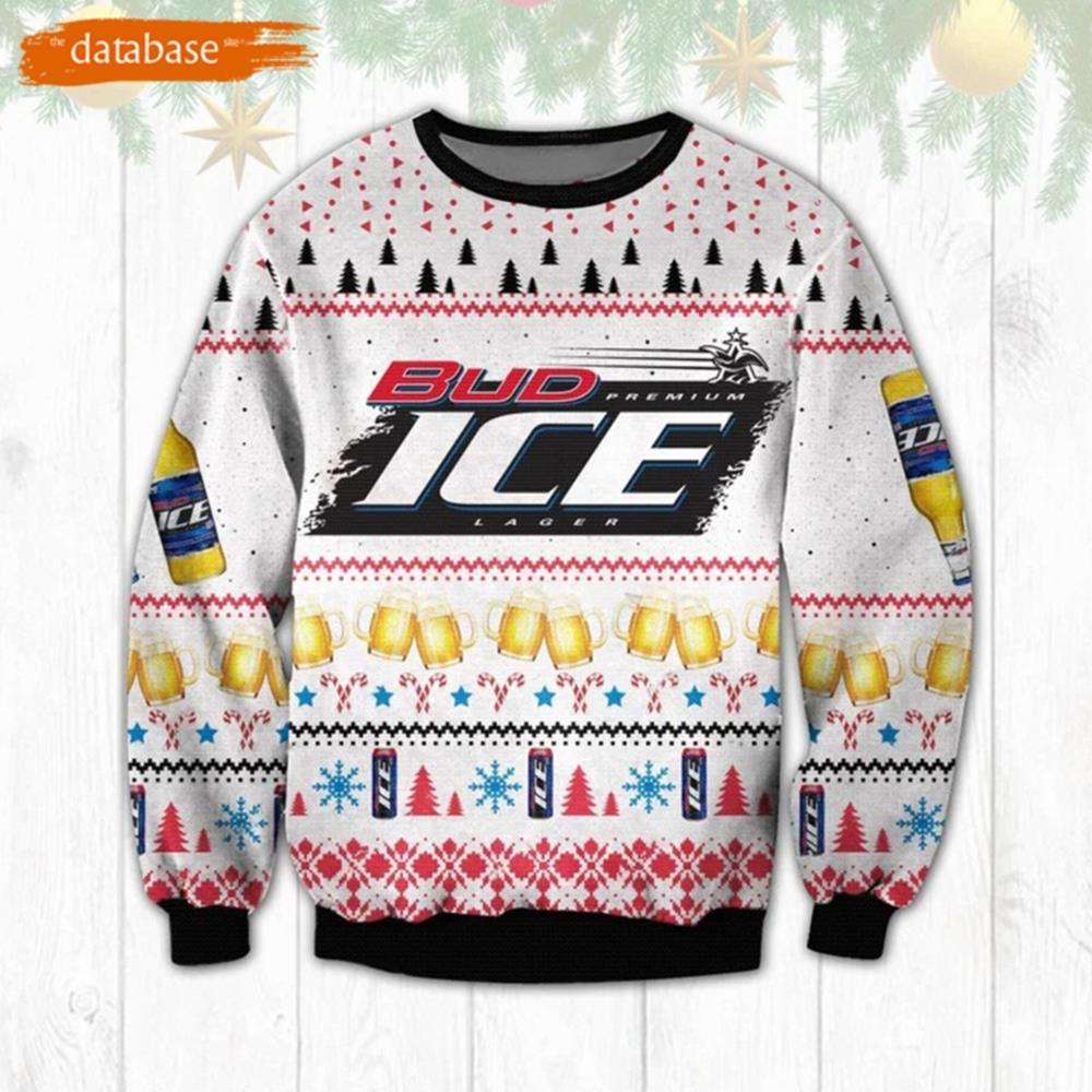 Bud Ice Lager Beer Ugly Sweater Christmas Unisex