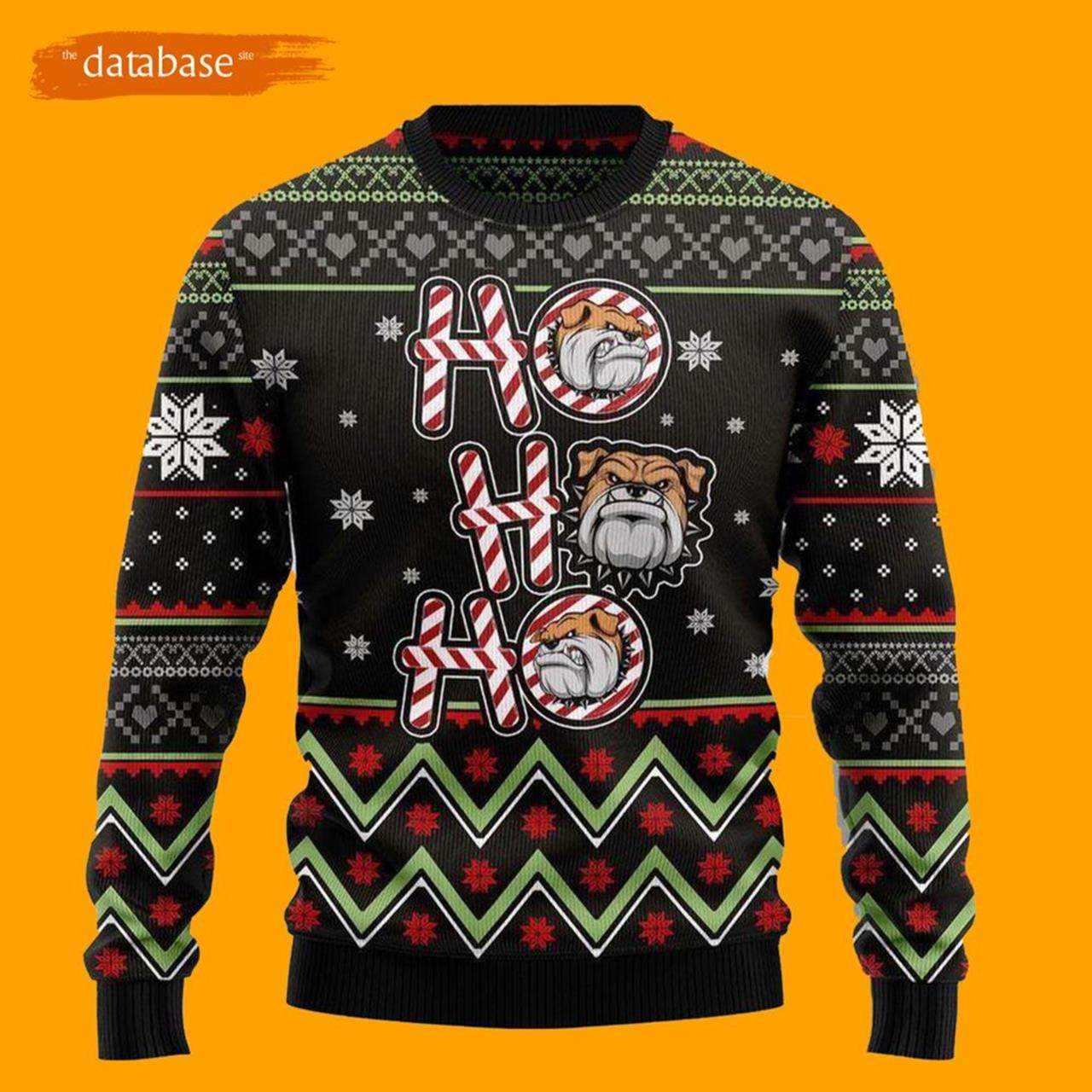 Bulldog Ho Ho Ho Dog Ugly Christmas Sweater