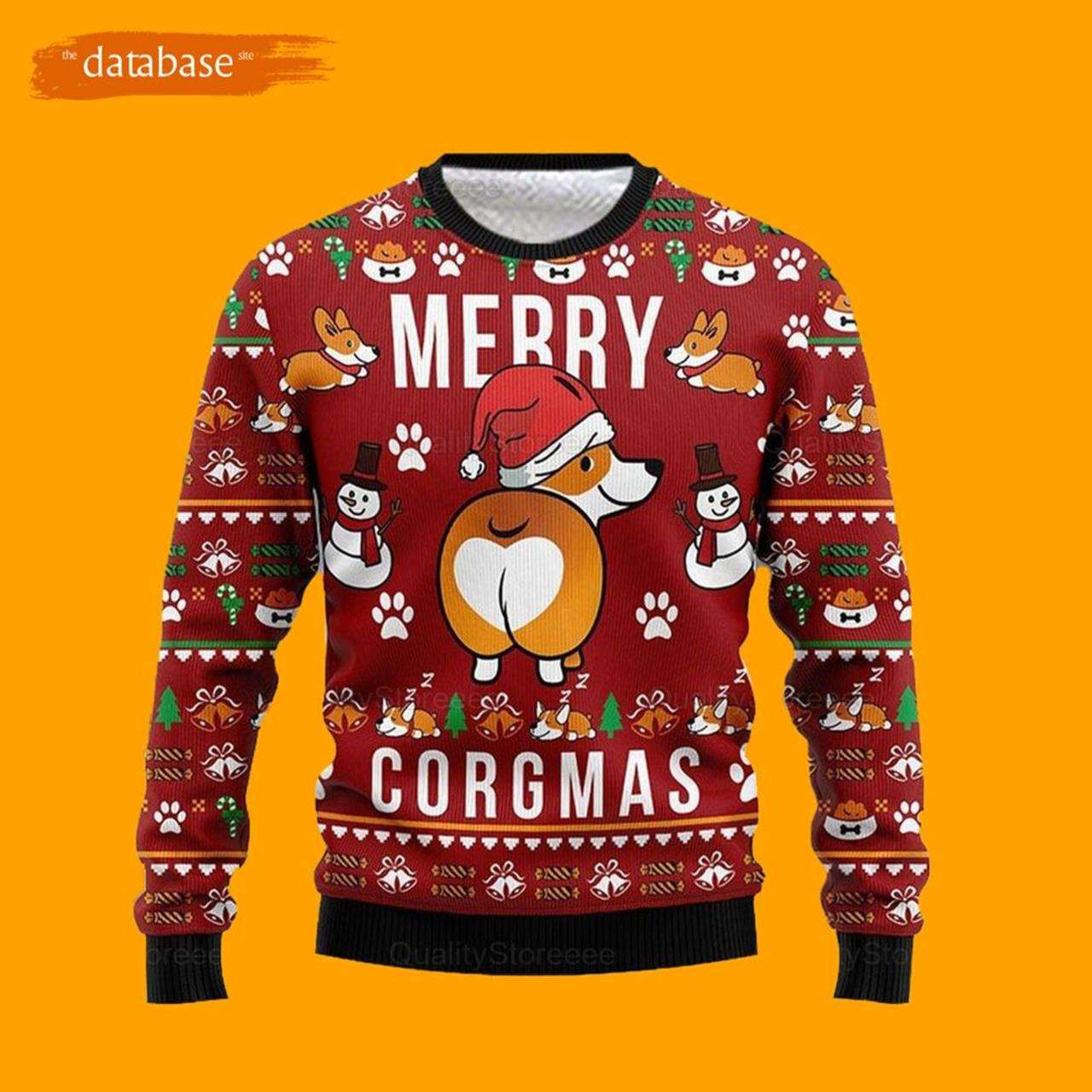 Funny Corgi Merry Xmas Dog Lover Dog Ugly Christmas Sweater