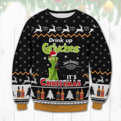 Grinch Ugly Christmas Sweater 3D Jack Daniel’s Drink Up Grinch Funny