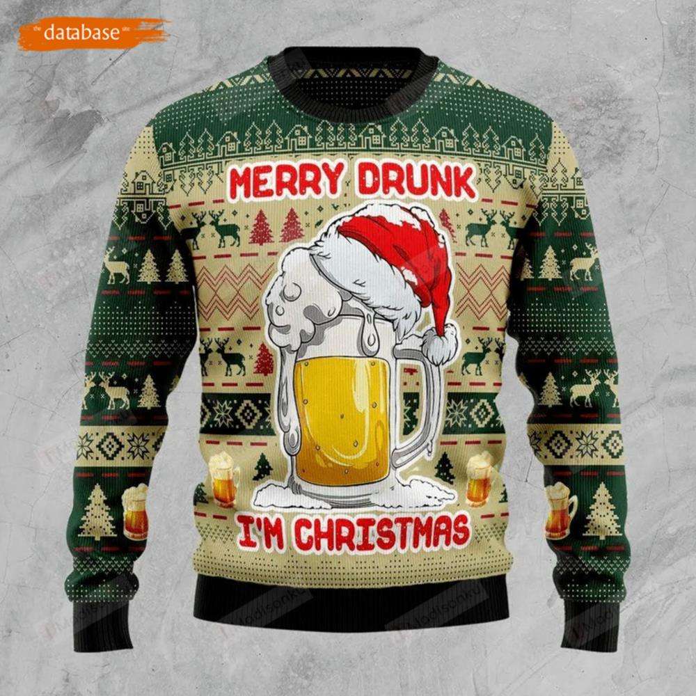 Merry Drunk Beer Ugly Christmas Sweater Unisex