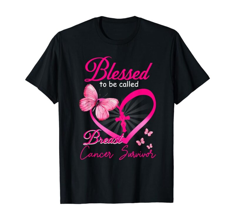 Pink Butterfly Blessed To Be Called Survivor Breast Cancer Awareness T-Shirt