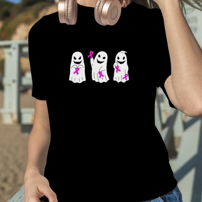 Pink Ribbon Ghost Women Kids Toddler Breast Cancer Awareness T-Shirt