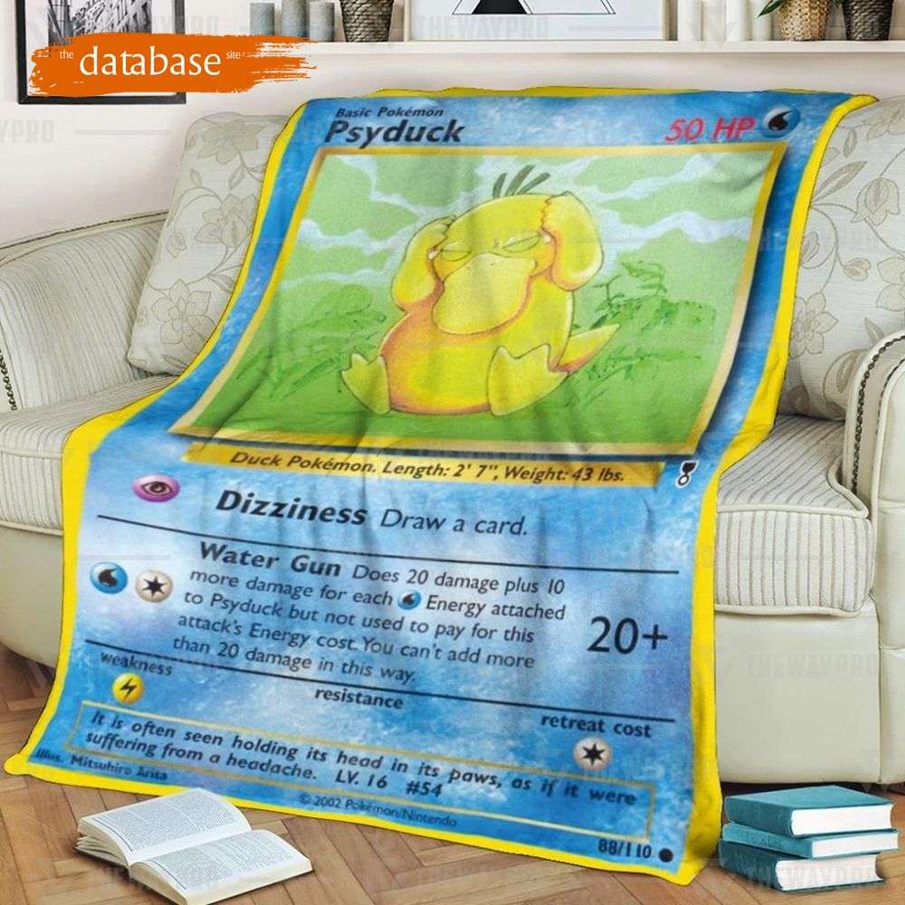 Pokemon Blanket Psyduck Pokemon Card Blanket