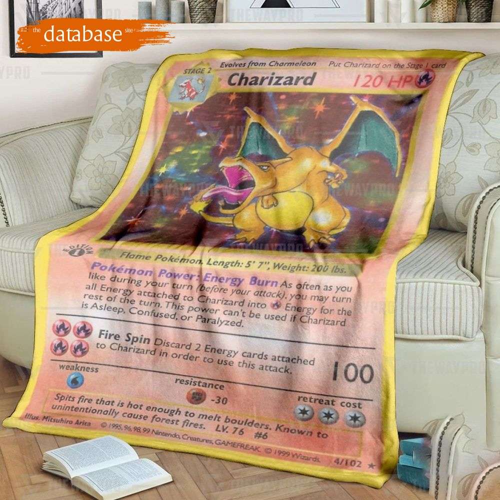 Pokemon Charizard Pokemon Card Blanket