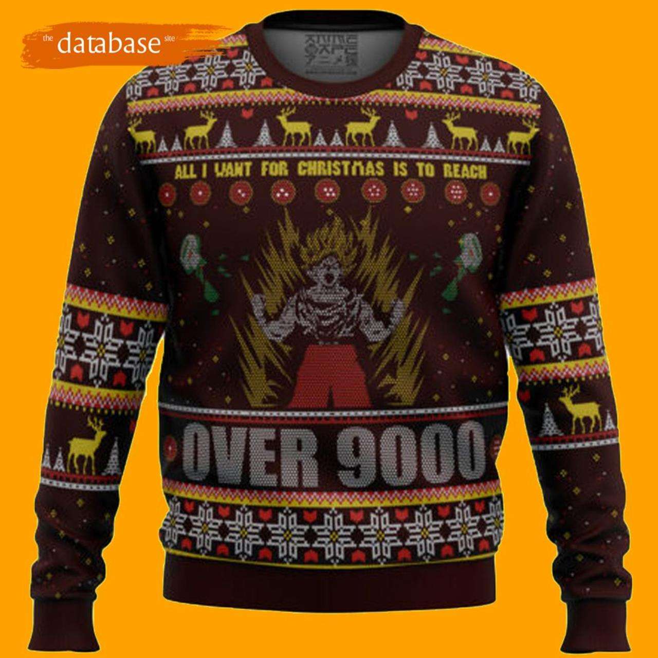 Dragonball Z Goku Over 9000 Ugly Christmas Sweater Xmas