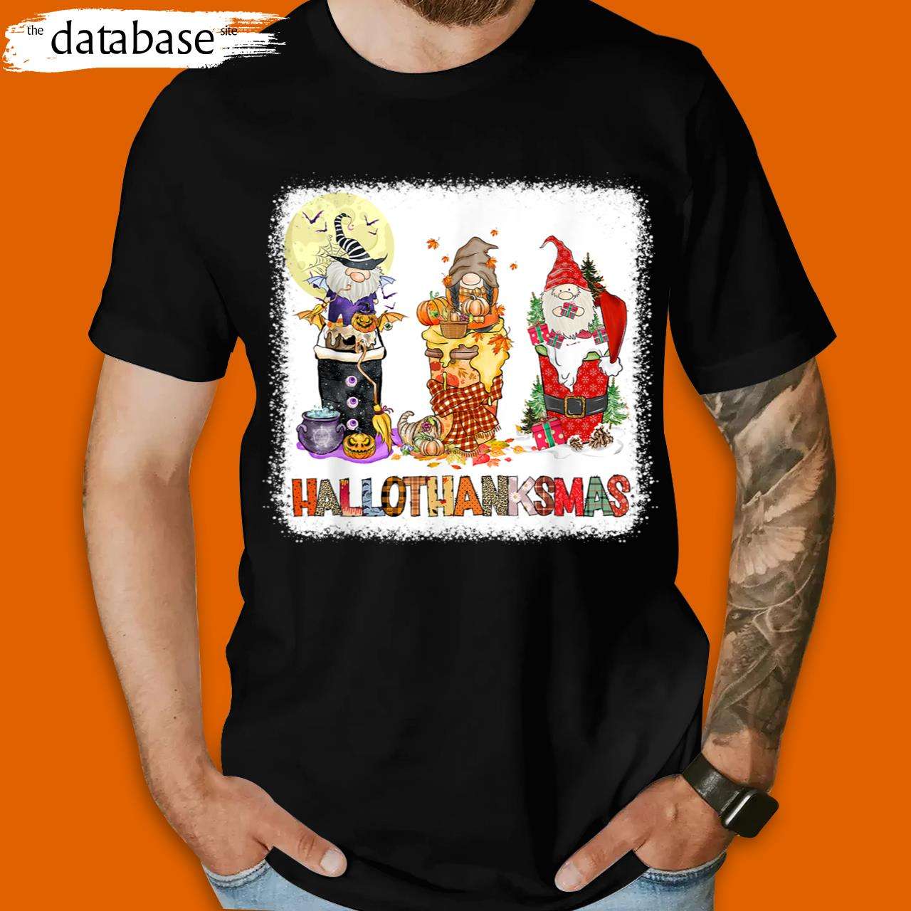 Happy HalloThanksMas Gnomes Funny Thanksgiving T-Shirt Matching
