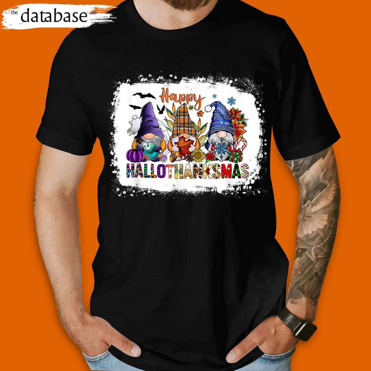 Happy HalloThanksMas Gnomes Funny Thanksgiving T-Shirt