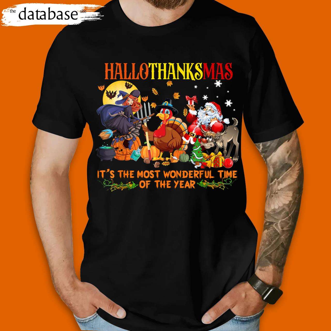 Happy Hallothanksmas Funny Thanksgiving T-Shirt Christmas Halloween