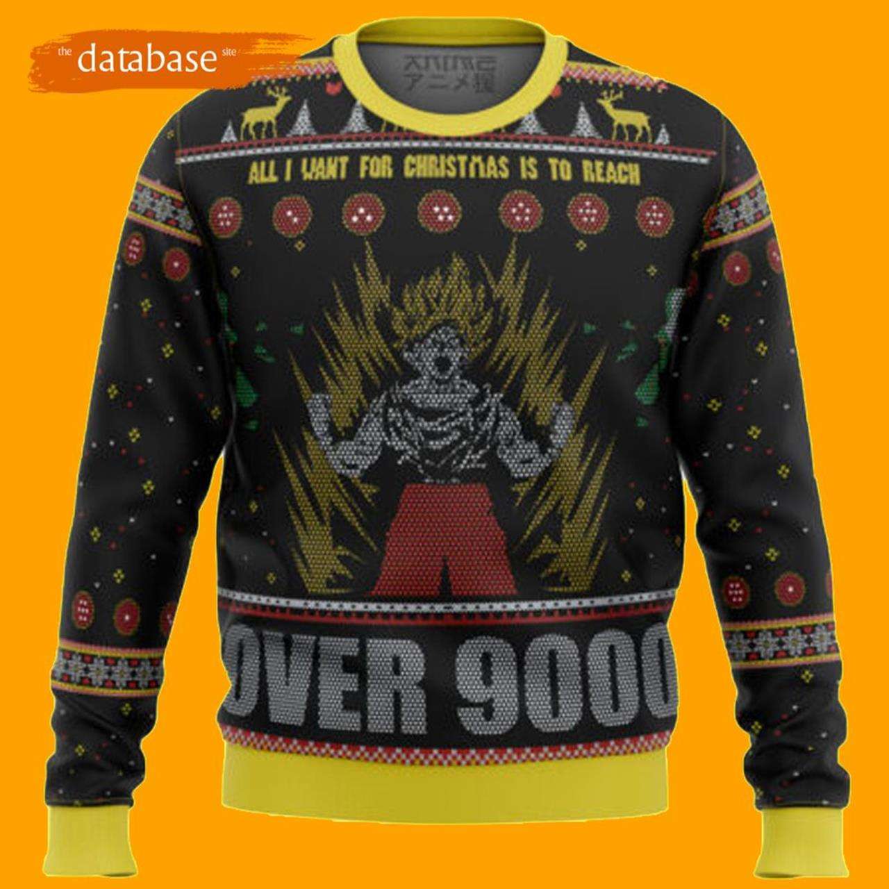 Mery Christmas All I Want For Christmas Is To Reach Dragon Ball Z Ugly Christmas Sweater Xmas Over 9000