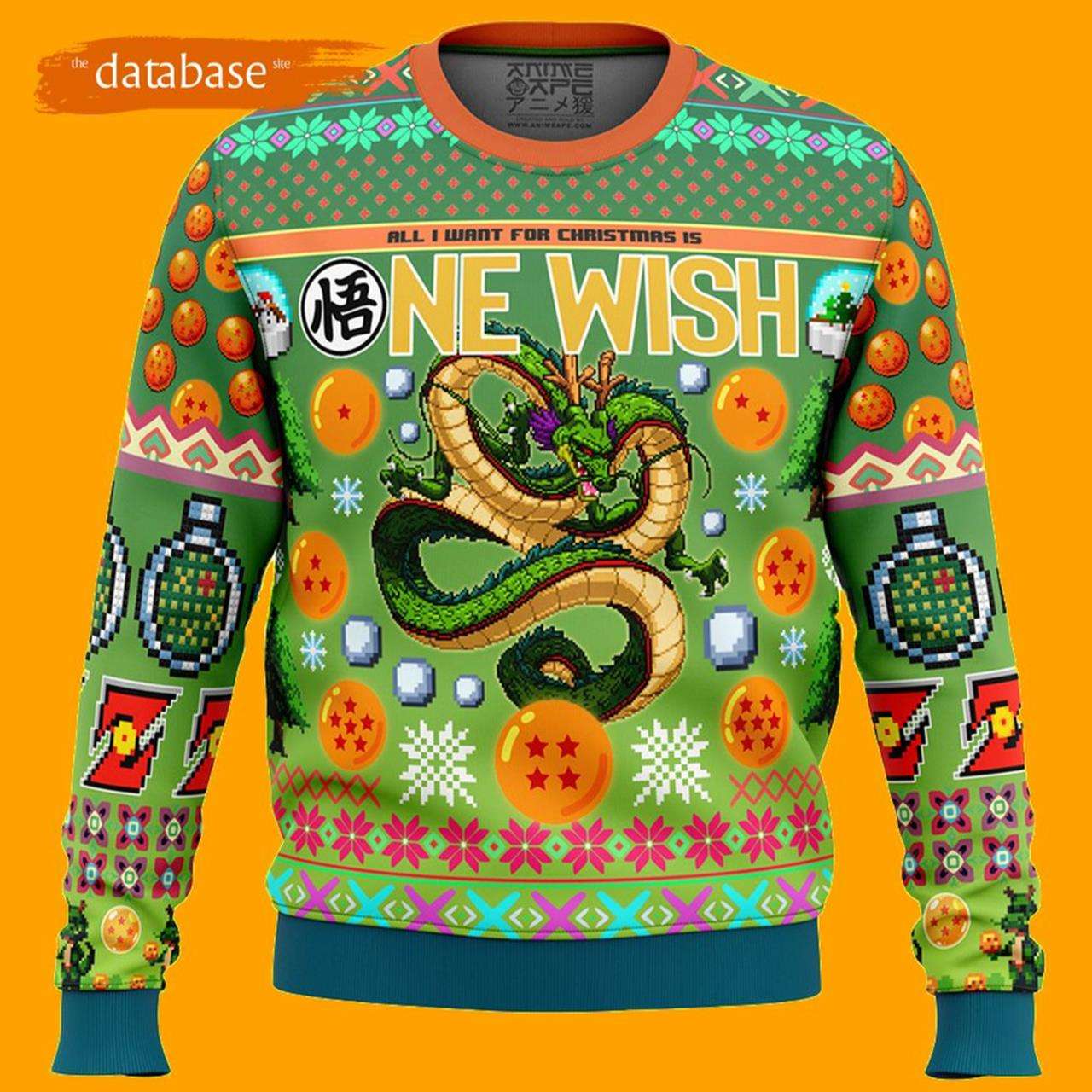 Ne Wish Shenron Dragon Ball Z Ugly Christmas Sweater Xmas