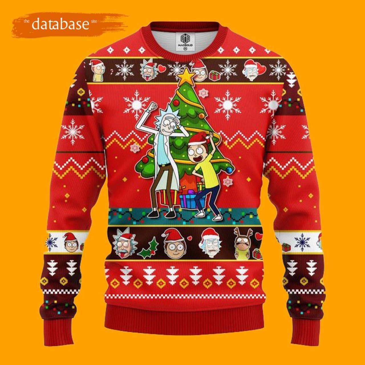 Red Style Rick And Morty Ugly Christmas Sweater